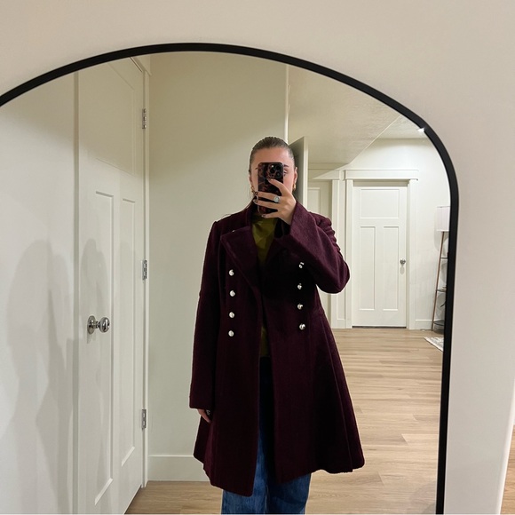 Guess double breasted military inspired 2024 fit and flare coat wool peacoat - Picture 7 of 14